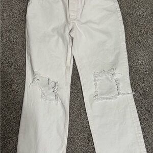 We The Free Women’s Relaxed Fit Distressed White Jeans size 27 new without tags